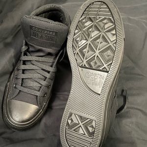 Converse mid all black never worn brand new size 8.5 mens or 10.5 womens